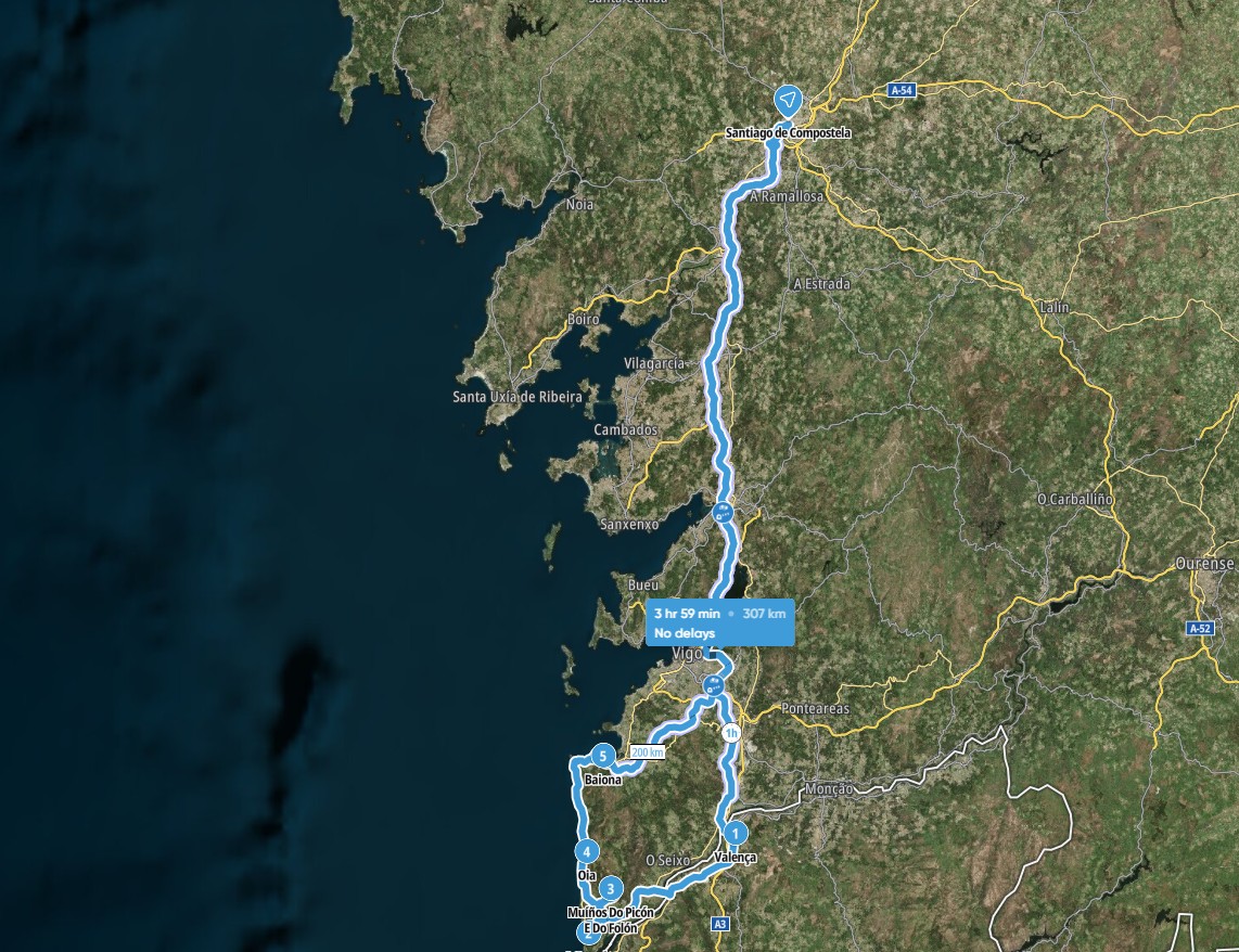 Mapa general de la ruta Baixo Miño