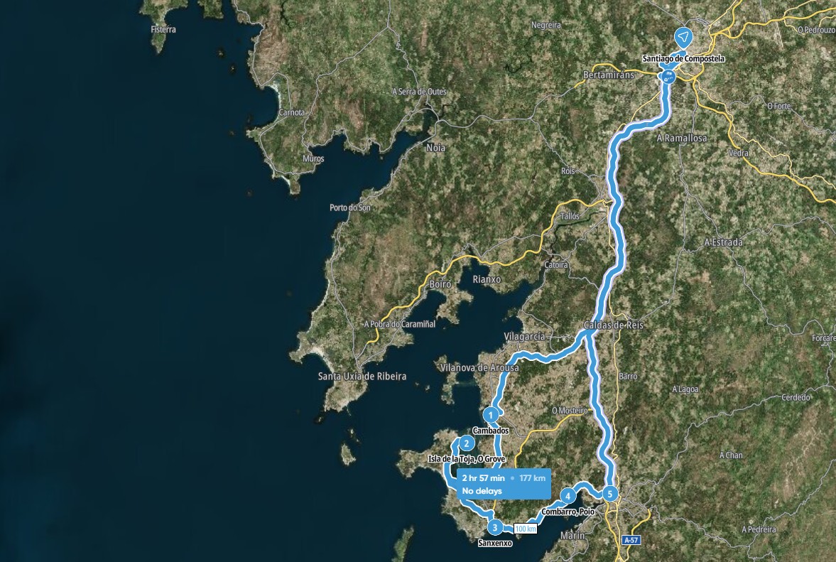 Mapa general de la ruta por la comarca do Salnés